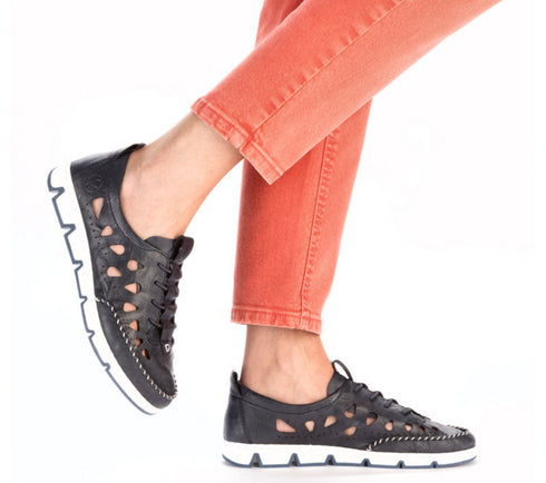 Pantofi casual, dama, RIEKER, ANTISTRESS,49956-14 bleumarin, piele naturala