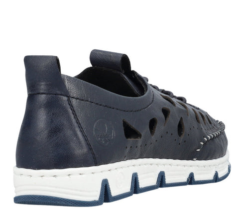 Pantofi casual, dama, RIEKER, ANTISTRESS,49956-14 bleumarin, piele naturala