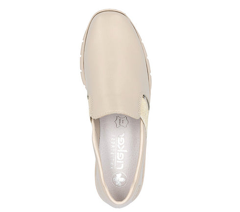 Pantofi casual, dama, RIEKER ANTISTRESS, 53784-60 bej, piele naturala