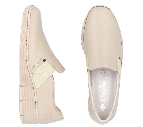 Pantofi casual, dama, RIEKER ANTISTRESS, 53784-60 bej, piele naturala