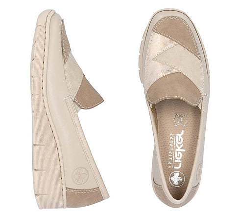 Pantofi casual, dama, RIEKER ANTISTRESS, 53785-60 bej, piele naturala