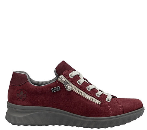 Pantofi sport, dama, RIEKER TEX ANTISTRESS, 59000-35 bordo, piele intoarsa