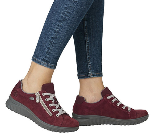 Pantofi sport, dama, RIEKER TEX ANTISTRESS, 59000-35 bordo, piele intoarsa