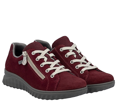 Pantofi sport, dama, RIEKER TEX ANTISTRESS, 59000-35 bordo, piele intoarsa