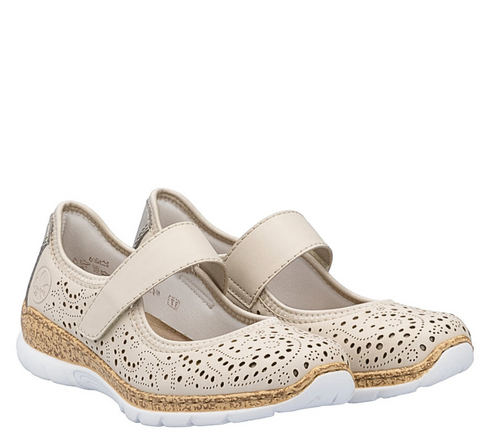 Pantofi sport, dama, RIEKER ANTISTRESS, N4299-60 crem, piele ecologica