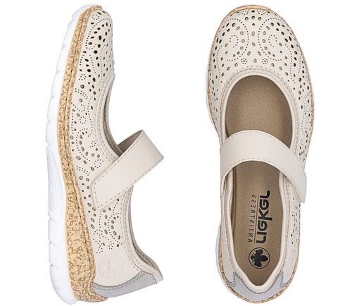 Pantofi sport, dama, RIEKER ANTISTRESS, N4299-60 crem, piele ecologica