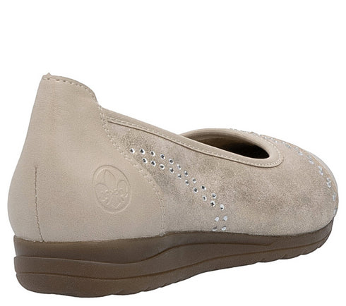 Pantofi casual, femei, RIEKER, ANTISTRESS, L9353-62 auriu, piele intoarsa