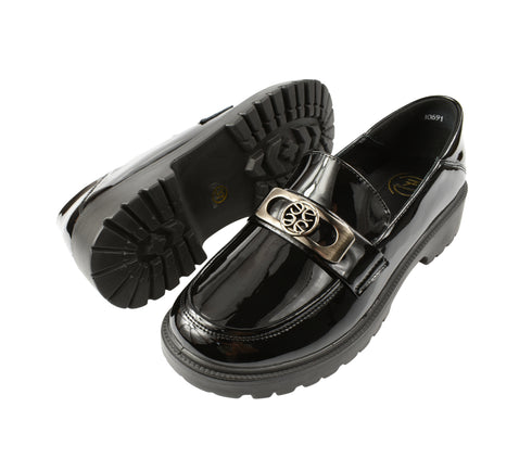 Pantofi casual, dama, FORMAZIONE, 10691 negru, piele lacuita