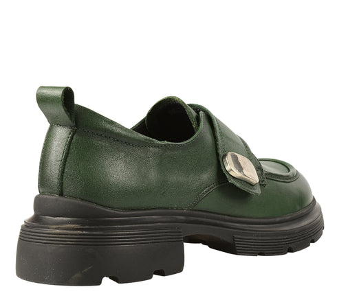 Pantofi casual, dama, FORMAZIONE, KM 6715 verde, piele naturala