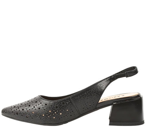 Sandale elegante, dama, KARISMA, JY60005A negru, piele naturala, toc