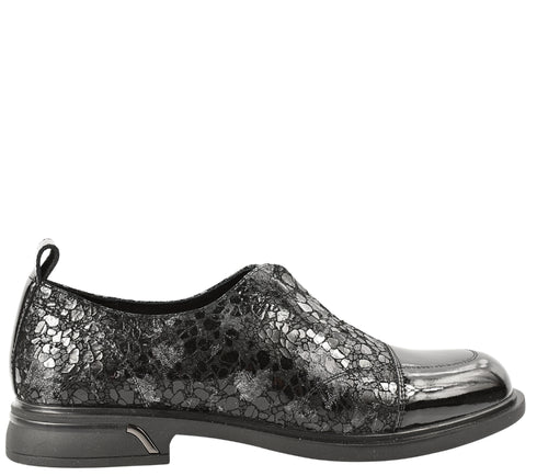 Pantofi casual, dama, KARISMA, DL70030A negru, piele naturala lacuita