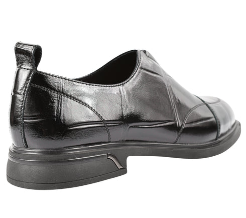 Pantofi casual, dama, KARISMA, DL70030B negru, piele naturala lacuita