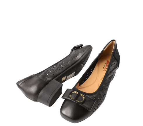 Pantofi casual, dama, PASS COLLECTION, M460006A negru, piele naturala