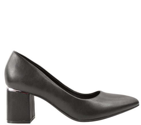 Pantofi eleganti, dama, PASS COLLECTION, XD80003A negru, piele naturala, cu toc