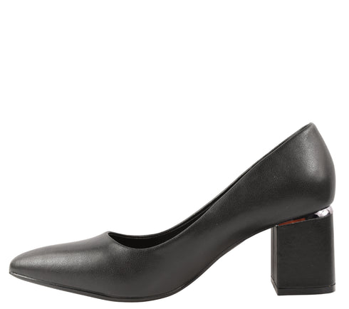 Pantofi eleganti, dama, PASS COLLECTION, XD80003A negru, piele naturala, cu toc