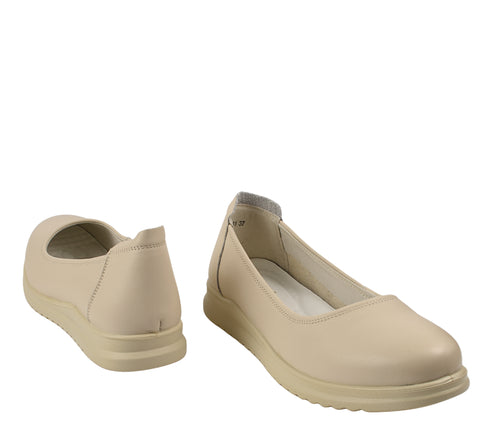 Pantofi casual, dama, ADA SHOES, 6651 crem, piele naturala