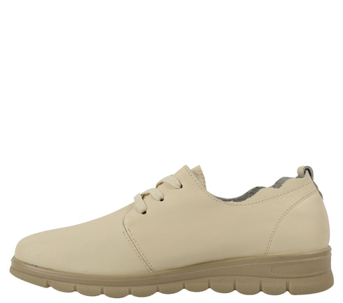 Pantofi casual, dama, ADA SHOES, 251072 crem, piele naturala