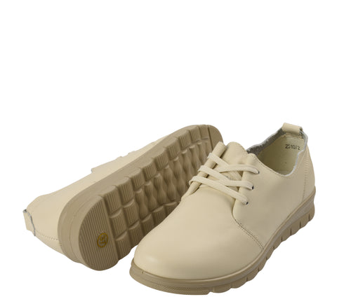 Pantofi casual, dama, ADA SHOES, 251072 crem, piele naturala