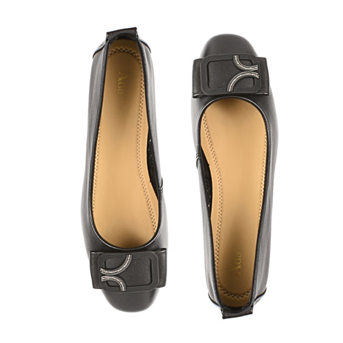 Pantofi casual, dama, ADA SHOES, 510-2 negru, piele naturala, cu toc