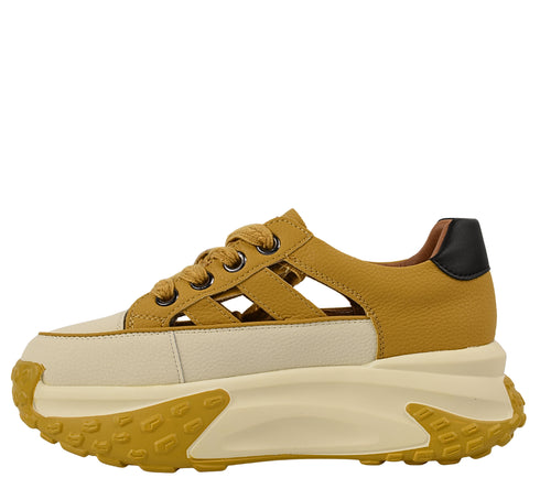 Pantofi sport, dama, ADA SHOES, 9071 galben, piele naturala