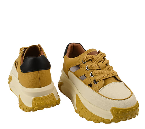 Pantofi sport, dama, ADA SHOES, 9071 galben, piele naturala