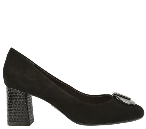 Pantofi eleganti, dama, EPICA, 11804-561 negru, piele intoarsa, toc