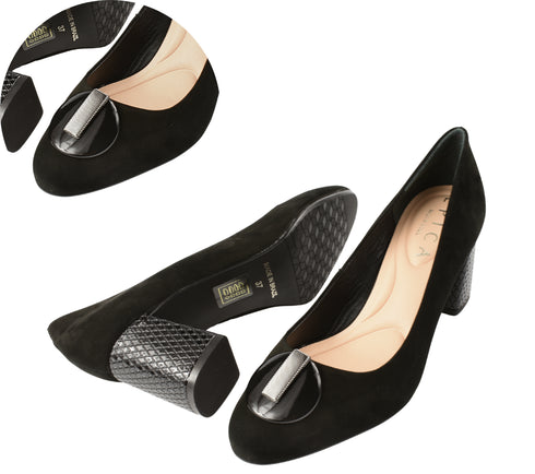 Pantofi eleganti, dama, EPICA, 11804-561 negru, piele intoarsa, toc