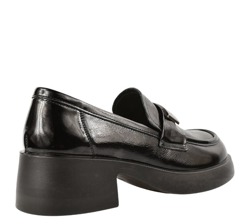 Pantofi casual, dama, PASS COLLECTION X470009A, negru, piele lacuita, cu toc