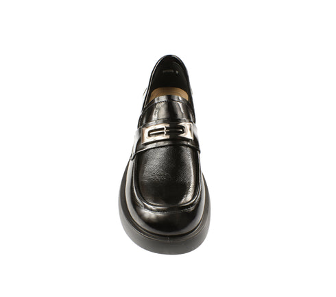 Pantofi casual, dama, PASS COLLECTION X470009A, negru, piele lacuita, cu toc