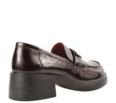 Pantofi casual, dama, PASS COLLECTION X470009B, bordo, piele lacuita, cu toc