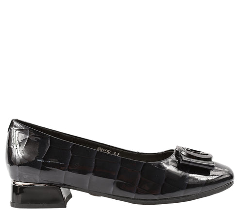 Pantofi eleganti, dama, ADA SHOES, 2321-90 negru, piele lacuita, cu toc