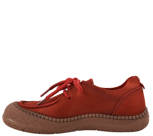 Pantofi casual, dama, ADA SHOES, KM5169 rosu, piele nabuc