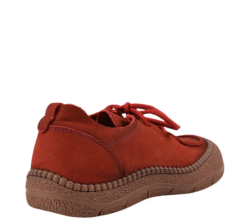 Pantofi casual, dama, ADA SHOES, KM5169 rosu, piele nabuc