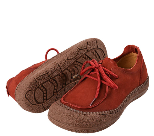 Pantofi casual, dama, ADA SHOES, KM5169 rosu, piele nabuc