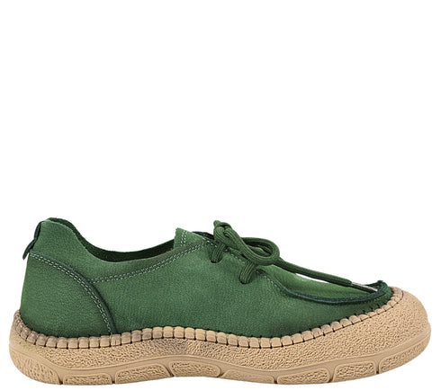 Pantofi casual, dama, ADA SHOES, KM5169 verde, piele nabuc
