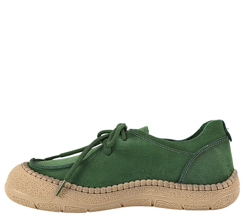Pantofi casual, dama, ADA SHOES, KM5169 verde, piele nabuc