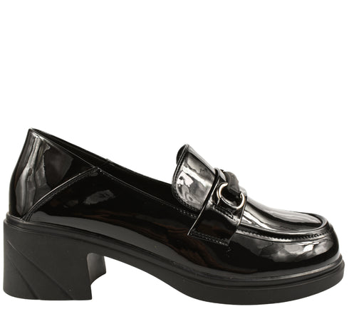 Pantofi casual, dama, FORMAZIONE, TP 1128 negru, piele lacuita