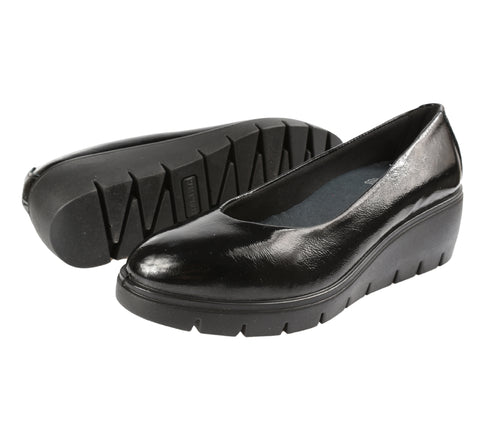 Pantofi casual, dama, IMAC, 855440 negru, piele lacuita, platforma