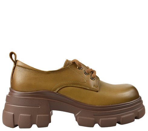 Pantofi casual, dama, FORMAZIONE, KM 1607 kaki, piele naturala