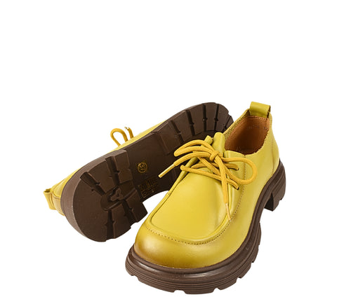 Pantofi casual, dama, FORMAZIONE, KM 6716 galben, piele naturala