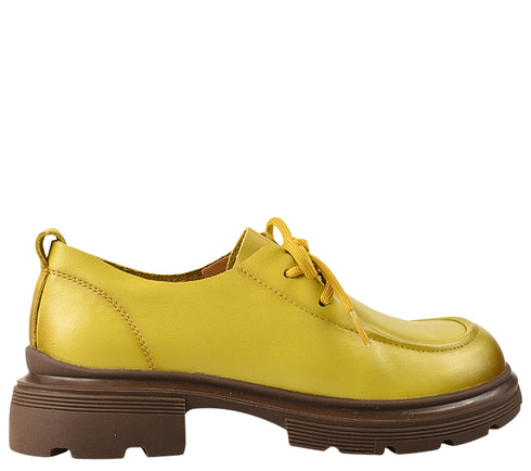 Pantofi casual, dama, FORMAZIONE, KM 6716 galben, piele naturala