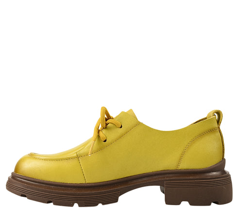 Pantofi casual, dama, FORMAZIONE, KM 6716 galben, piele naturala