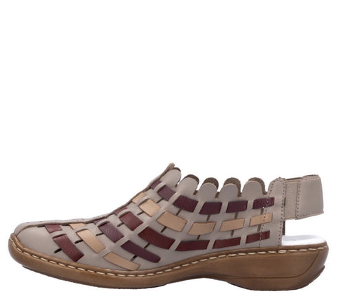 Pantofi casual, dama, RIEKER, ANTISTRESS, 413V8-64 bej, piele naturala