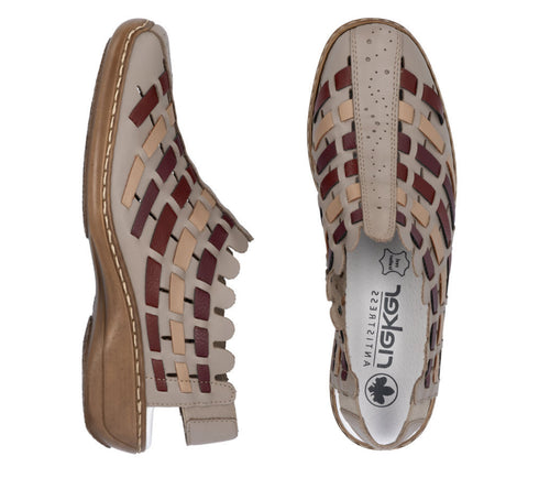 Pantofi casual, dama, RIEKER, ANTISTRESS, 413V8-64 bej, piele naturala