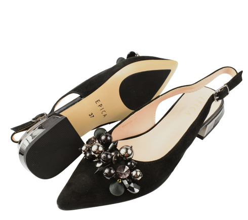 Pantofi casual, dama, EPICA, K360012B negru, piele intoarsa