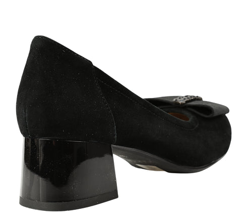 Pantofi eleganti, dama, KARISMA, JI60020 negru, piele intoarsa, cu toc
