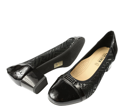 Pantofi eleganti, dama, KARISMA, JI70001B negru, piele lacuita, cu toc