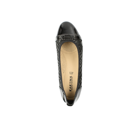 Pantofi eleganti, dama, KARISMA, JI70001B negru, piele lacuita, cu toc