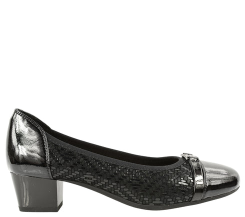 Pantofi eleganti, dama, KARISMA, JI70001B negru, piele lacuita, cu toc