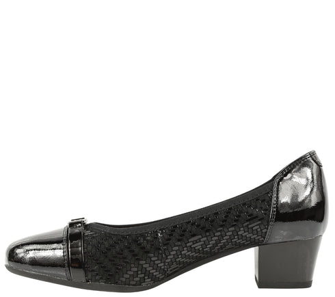 Pantofi eleganti, dama, KARISMA, JI70001B negru, piele lacuita, cu toc